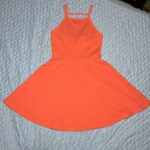 Divided Back Cut Out Orange Dress